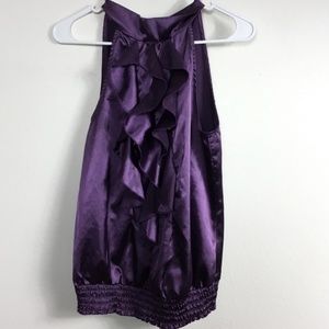💜 A. BYER Sleeveless Ruffle Satin Top